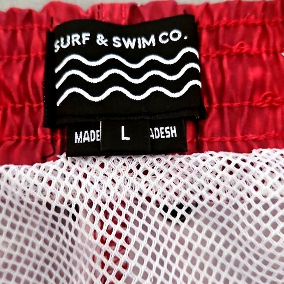 Surf & Swim Co. Men’s Red Star Print Swim Trunks – Size Large - Picture 6 of 6
